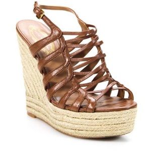 Elie Tahari brown wedge sandals
